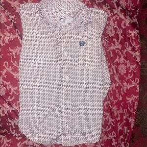 Cinch Boys White and Navy Patterned Button-Up Shirt